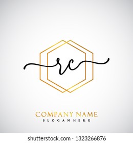RC Initial Handwriting logo template vector