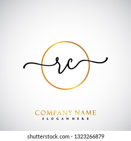 RC Initial Handwriting logo template vector