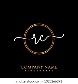 RC Initial Handwriting logo template vector