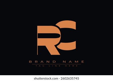 RC initial letter logo design. Letter R and C luxury alphabet letter logo icon template