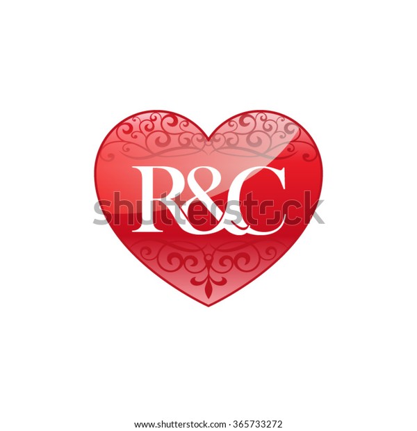 Rc Initial Letter Logo Ornament Heart Stock Image Download Now