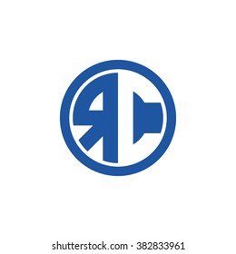 RC initial letters circle business logo blue