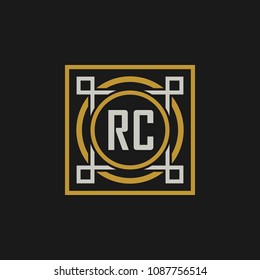 RC initial logo. Luxury ornament crown logo.