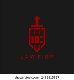 RC initial monogram for law firm with sword and shield logo image