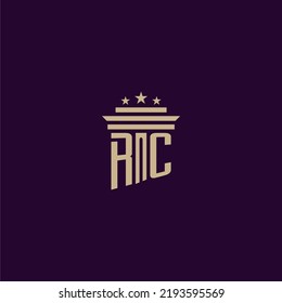 RC initial monogram logo design for lawfirm lawyers with pillar vector image
