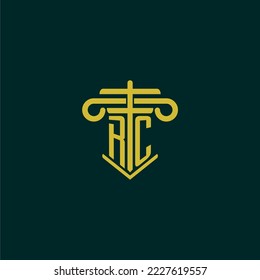 RC initial monogram logo design for law firm with pillar vector image