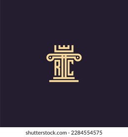 RC initial monogram logo for lawfirm with pillar  crown image design