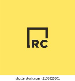 RC initial monogram logo with square style design