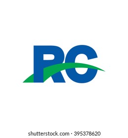 RC initial overlapping swoosh letter logo blue green