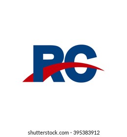 RC initial overlapping swoosh letter logo blue red