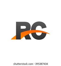 RC initial overlapping swoosh letter logo black orange