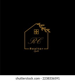 Logo inicial de RC inmobiliaria con diseño de hogar creativo
