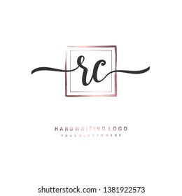 RC initial signature logo. handwriting logo template vector,