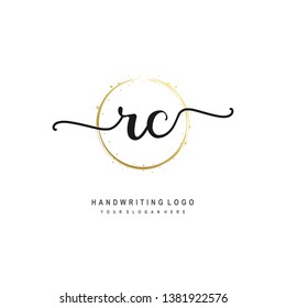 RC initial signature logo. handwriting logo template vector,