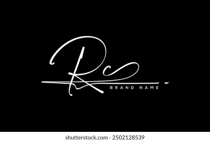 RC letter beauty handwriting vector logo. 
