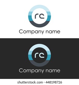 RC letter circle shape icon logo white blue