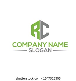 RC Letter Logo Design with Modern Unique Typography and green gray 