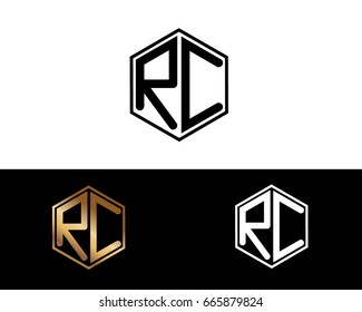 RC letters linked with hexagon shape logo
