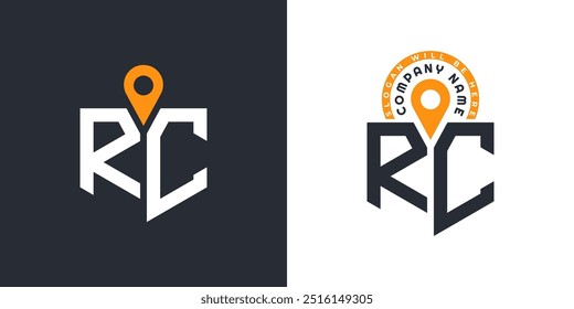 RC Location Logo Bundle. Letter RC Logo Dual Vector Icons for Recruitment and Navigation