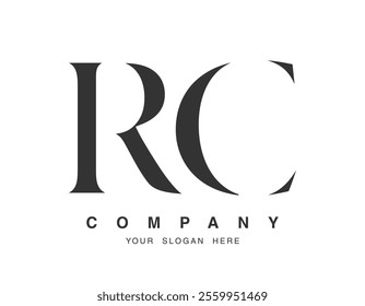 RC logo design. Initial letter r and c serif font style. Creative classic company name typography. Trendy logotype or identity. Vector illustration.
