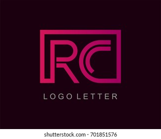 RC Logo letter design vector with box