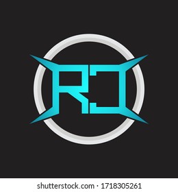 Monograma del logotipo RC con plantilla de diseño de forma circular y de cuatro ejes