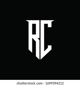 Monograma del logotipo RC con plantilla de diseño de estilo de escudo de emblemas