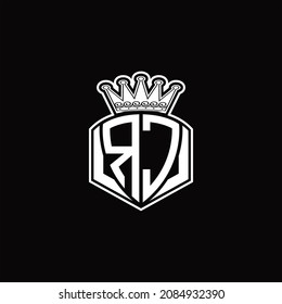 RC Logo monogram with luxury emblem shape and crown design template on black background