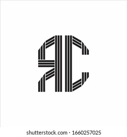 RC Logo monogram outline style linked isolated on white background