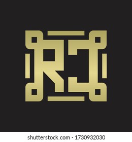 Monograma de logotipo RC con plantilla de diseño de línea de pieza