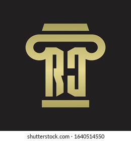 RC Logo monogram with pillar style design template with gold colors