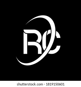 RC logo. R C design. White RC letter. RC/R C letter logo design. Initial letter RC linked circle uppercase monogram logo.	