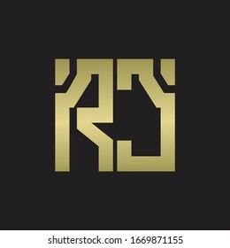 RC Logo with squere shape design template with gold colors