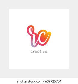RC logo, vector. Useful as branding, app icon, alphabet combination, clip-art.
