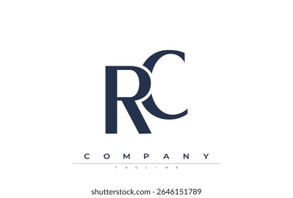 RC Modern Initials Logo Design. Logotipo de marca com iniciais estilizadas apresentando design arrojado e estética moderna. Ideal para profissionais de marca de negócios ou projetos criativos com foco em minimalista