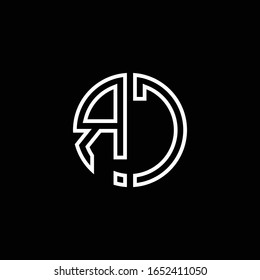 RC monogram logo circle ribbon style outline design template