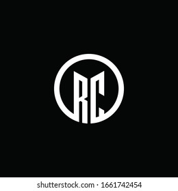 RC monogram logo isolated with a rotating circle
