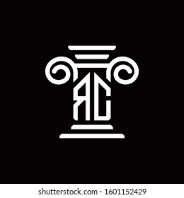 RC monogram logo with pillar style design template
