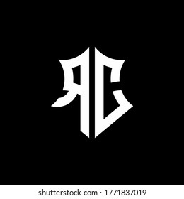 RC monogram logo with a sharp shield style design template