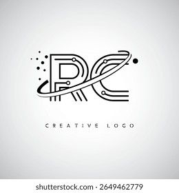 RC Orbit Monogram Logo - Futuristic Minimal Letter mark with Circular Line Art, Tech-Inspired Dots and Space Motion Concept for Modern Branding Identity (Logotipo de Monograma de Órbita RC - Marca de Letra Mínima Futurista com Linha de Arte Circular, Pontos Inspirados na Tecnologia e Conceito de Movimento Espacial para Identidade de Marca Moderna)
