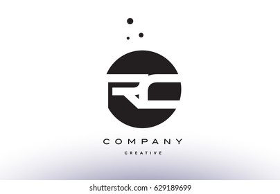 RC R C alphabet company letter logo design vector icon template simple black white circle dot dots creative abstract