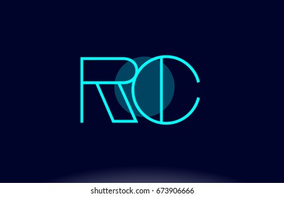 rc r c blue line circle letter logo alphabet creative company vector icon design template