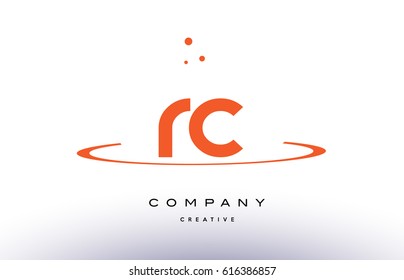 RC R C creative orange swoosh dots alphabet company letter logo design vector icon template