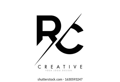 RC R C Letter Logo Design with a Creative Cut. Creative logo design..