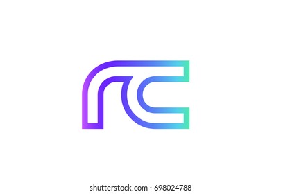 RC R C letter logo combination alphabet vector creative, company icon design template, modern  pink blue contour line art
