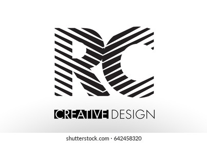 RC R C Lines Letter Design with Creative Elegant Zebra Vector Illustration.