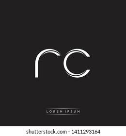 rc r c logo Initial Letter Split Lowercase Modern Isolated on Black White