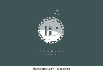 rc r c  monogram floral vintage retro green white alphabet decorative company letter logo design vector icon template 