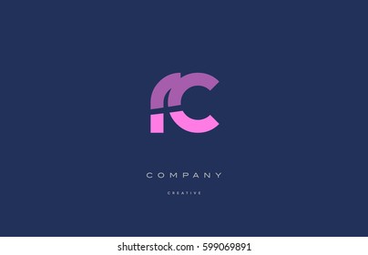 rc r c  pink blue pastel modern abstract alphabet company logo design vector icon template 