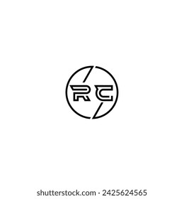 RC einfache Umrisskonzept Logo und Kreis des anfänglichen Designs schwarz und weiß Hintergrund